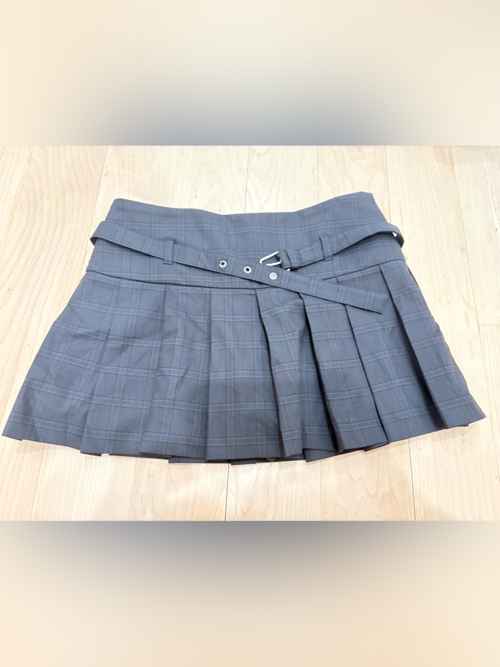 Miu Miu Style Pleated Mini Skirt with Belt